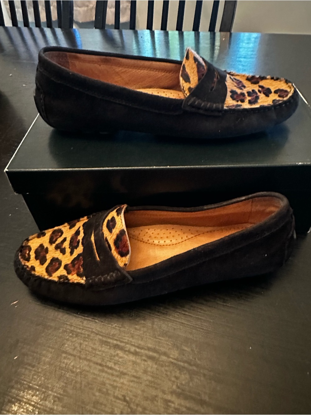Lauren Ralph Lauren penny loafer black & leopard print